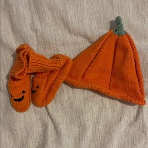 Carter's Festive Orange Pumpkin Hat and Booties